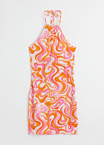 Помаранчева кежуал сукня силуетна, з відкритою спиною H&M з абстрактним візерунком