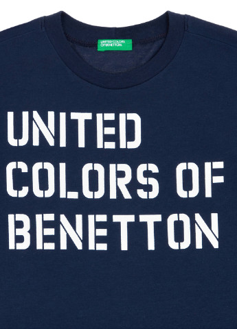 Темно-синий демисезонный кэжуал лонгслив United Colors of Benetton с рисунком