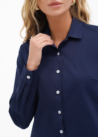 Темно-синяя кэжуал рубашка однотонная KASTA design