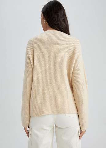 Светло-бежевый зимний пуловер пуловер DeFacto