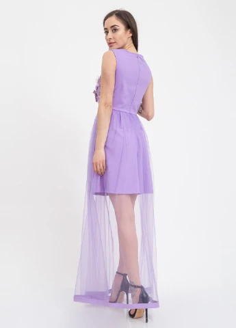 Сиреневое коктейльное платье клеш Ager однотонное