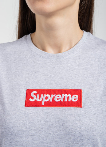 Серая всесезон серая футболка с вышитым логотипом Supreme Spain