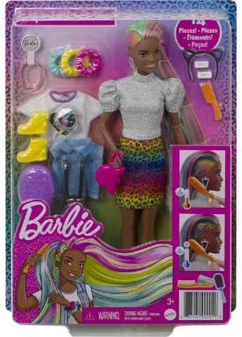Кукла Barbie Leopard Rainbow Радужный леопард Брюнетка (GRN82) Mattel (255254461)
