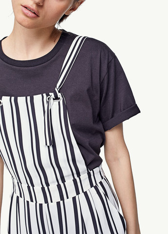 Комбинезон Stradivarius комбинезон-брюки полоска чёрно-белого кэжуал полиэстер