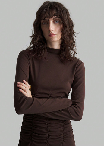 Темно-коричнева кежуал сукня кльош, сукня-водолазка SHEIN однотонна