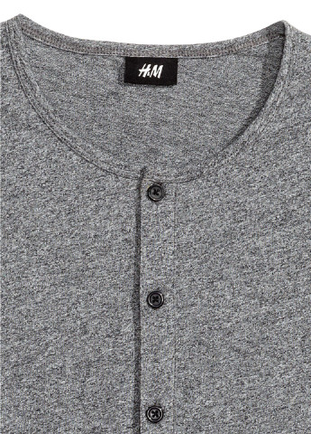 Лонгслів H&M меланж темно-сірий кежуали бавовна, трикотаж