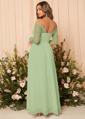 М'ятна святковий, вечірня сукня SHEIN однотонна