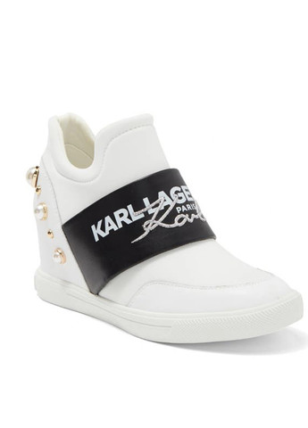 Осенние ботинки сникерсы Karl Lagerfeld с жемчугом, с заклепками, с логотипом тканевые
