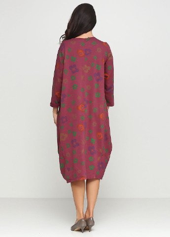 Бордовое кэжуал платье 159 С с цветочным принтом