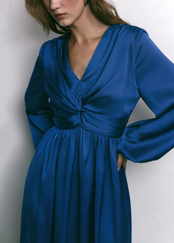 Синее кэжуал, праздничный платье в стиле ампир SHEIN однотонное