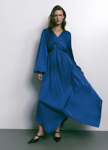 Синее кэжуал, праздничный платье в стиле ампир SHEIN однотонное