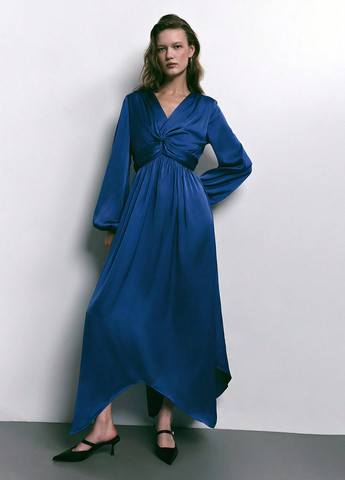 Синее кэжуал, праздничный платье в стиле ампир SHEIN однотонное