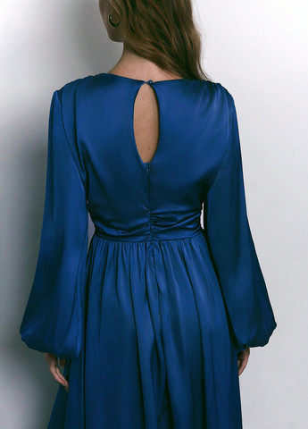 Синее кэжуал, праздничный платье в стиле ампир SHEIN однотонное