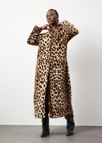 Коричневое зимнее Пальто однобортное SHEIN