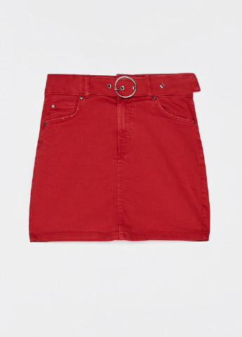 Красная джинсовая однотонная юбка Bershka