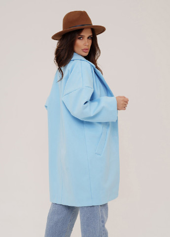 Голубое демисезонное Пальто женское однобортное ISSA PLUS