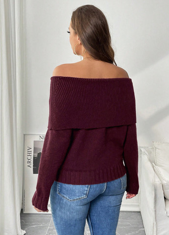 Бордовый демисезонный свитер SHEIN