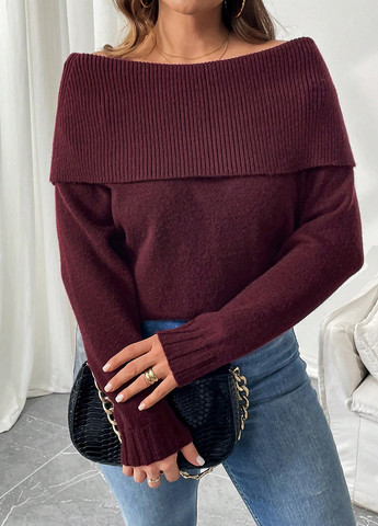 Бордовый демисезонный свитер SHEIN