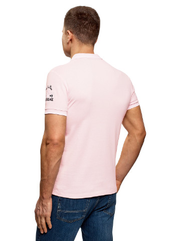 Розовая футболка-поло для мужчин Oodji с надписью
