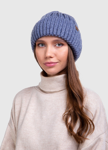 Зимова жіноча тепла вовняна шапка з відворотом на флісовій підкладці 500049 DeMari (254445144)