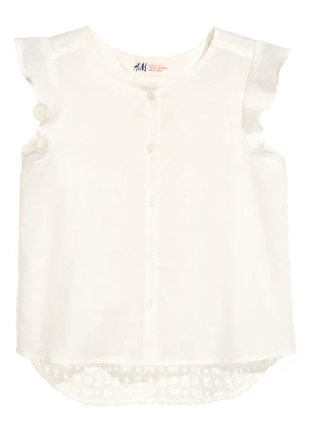 Молочная блузка с коротким рукавом H&M летняя