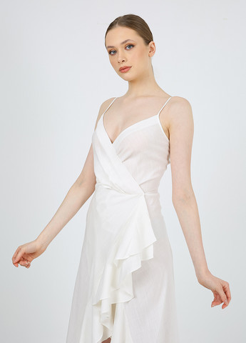 Молочна кежуал сукня на запах Casalini однотонна