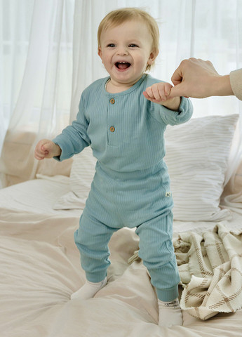 Блакитний демісезонний комплект (боді, штани) KRAKO