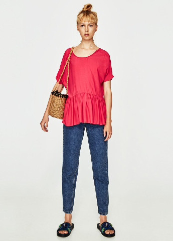 Малиновая летняя блуза Zara