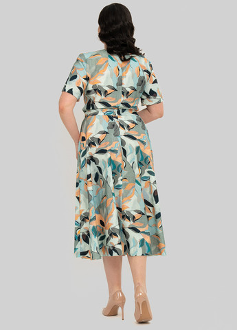 Светло-бирюзовое кэжуал платье клеш A'll Posa колор блок