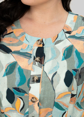 Светло-бирюзовое кэжуал платье клеш A'll Posa колор блок