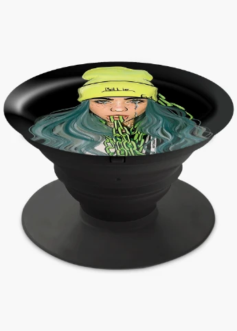 Попсокет (Popsockets) тримач для смартфону Біллі Айлиш (Billie Eilish) (8754-2676) Чорний MobiPrint (221548589)