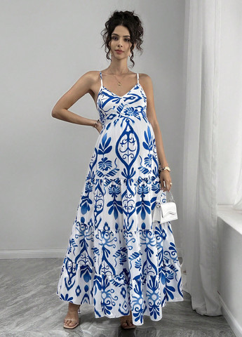 Летний женский сарафан для беременных SHEIN с орнаментом