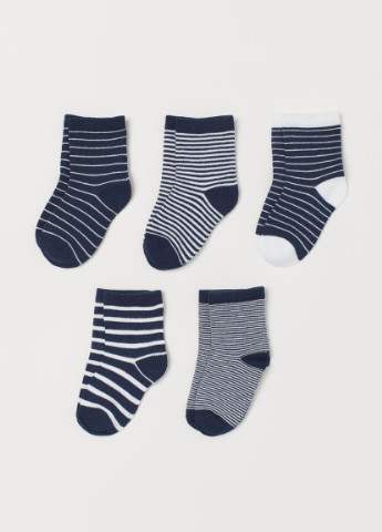 5 пар шкарпеток Темно-синій/Білий H&M (251796392)