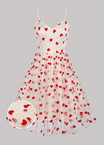 Білий вечірня сукня з спідницею-сонце, в стилі армпір SHEIN сердечка