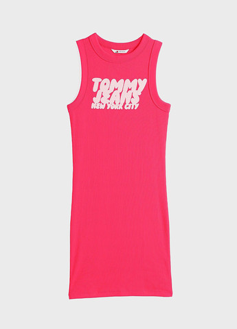 Малиновое кэжуал платье платье-майка Tommy Jeans с логотипом