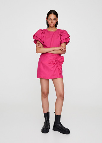 Розовая кэжуал однотонная юбка Pull & Bear