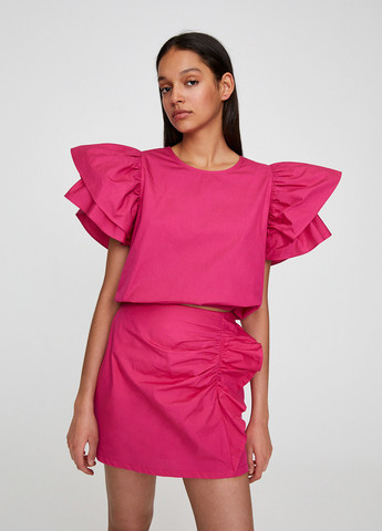 Розовая кэжуал однотонная юбка Pull & Bear