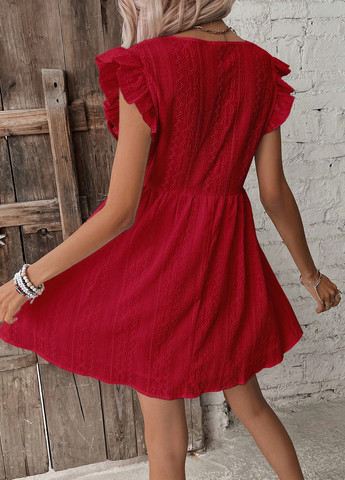 Бордовое кэжуал платье в стиле ампир SHEIN однотонное