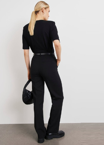 Черные кэжуал демисезонные прямые брюки Gina Tricot