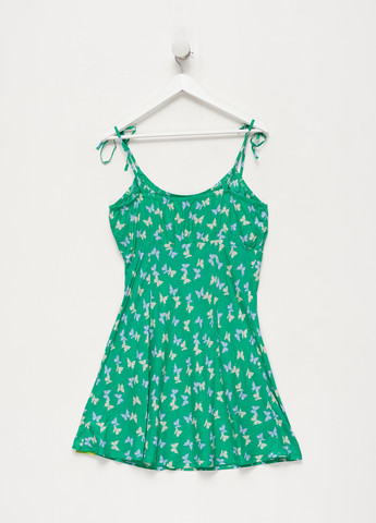 Зеленое кэжуал платье а-силуэт H&M бабочки