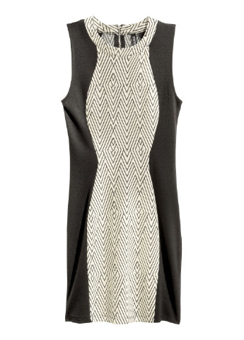 Комбинированное кэжуал платье футляр H&M с геометрическим узором