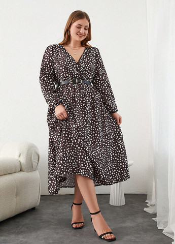 Коричнева кежуал сукня а-силует SHEIN в горошок