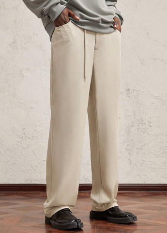 Кремовые спортивные, кэжуал демисезонные брюки SHEIN