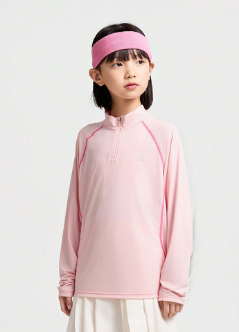 Розовый демисезонный спортивный, кэжуал лонгслив SHEIN однотонный