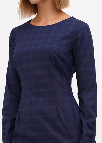 Темно-синя кежуал сукня Sassofono Club в клітинку