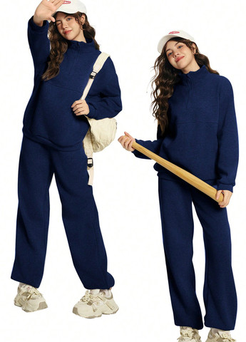 Синий демисезонный костюм (толстовка, штаны) брючный SHEIN