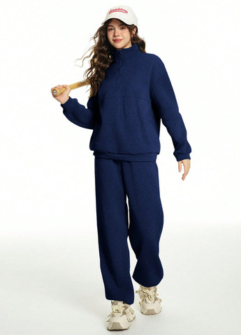 Синий демисезонный костюм (толстовка, штаны) брючный SHEIN