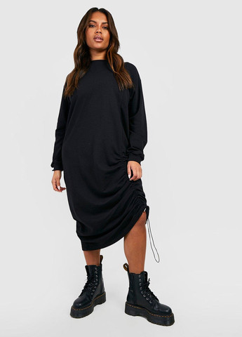 Черное кэжуал платье платье-свитшот Boohoo однотонное