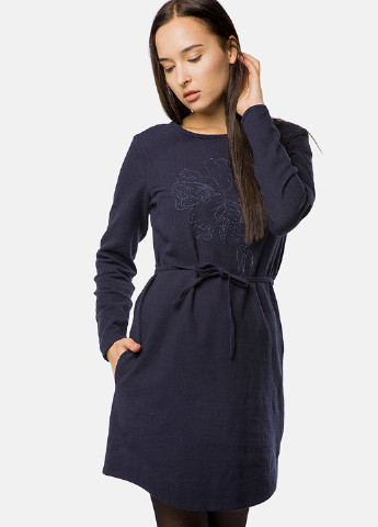 Темно-синее кэжуал платье с длинным рукавом MR 520
