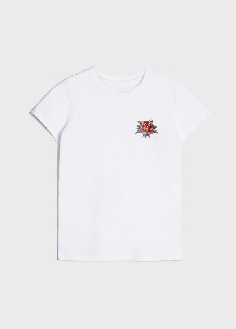 Белая летняя женская футболка, базовая роза KASTA design